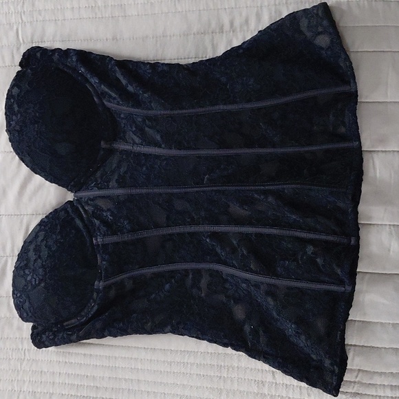 Zara Velvet Lace Black Corset Sz M - Picture 7 of 12